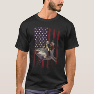 Camiseta 4 de julho Washington Riding Shark USA American F