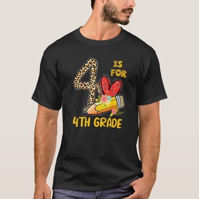 Camiseta 4 É Para O 4º Grau De Professores Leopardo Primeir (Frente)