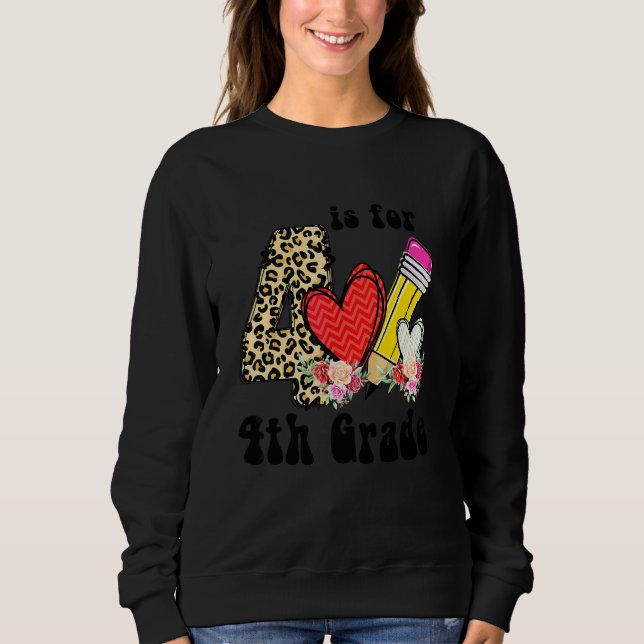 Camiseta 4 é para professor(a) do 4º ano leopardo volta às  (Frente)