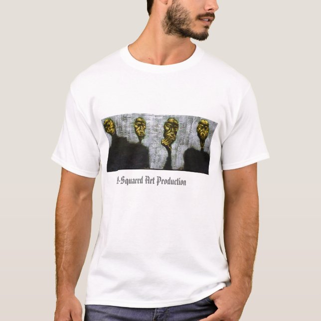 Camiseta 4 emoções/caras M-Esquadraram a produção da arte (Frente)