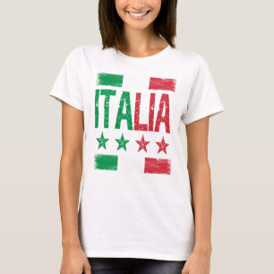 Camiseta 4 Estrelas Itália com a bandeira italiana retrô de