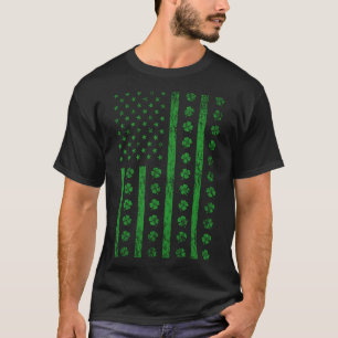 Camiseta 4 Folha C Rua de Bandeiras dos EUA Dia de Patrick