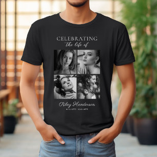 Camiseta 4 Fotos Celebração da Vida Funeral Preto