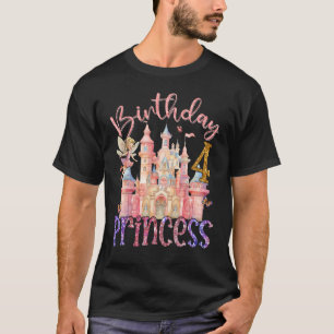 Camiseta 4.o Aniversário Princesa Fada com 4 Anos