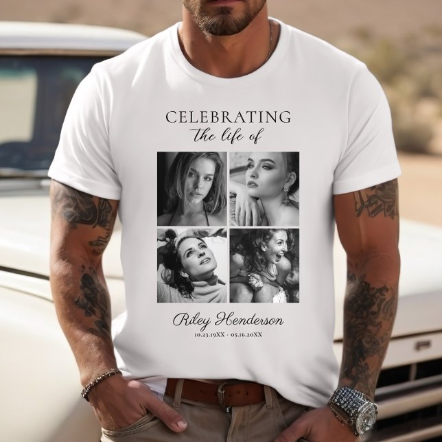 Camiseta 4 Photo Celebration of Life Memorial White (Criador carregado)