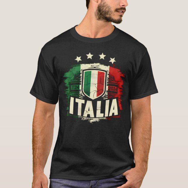 Camiseta 4 Star Italia com bandeira italiana e retrato em r (Frente)