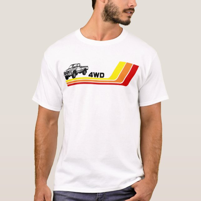 Camiseta 4 WD 80 s - Stripes de caminhão (Frente)