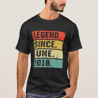 Camiseta 4 Years Old Legend Since June 2018 4Th Birthday Gi