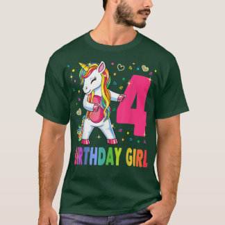 Camiseta 4 Years Old Unicorn Flossing 4th Birthday Girl Uni