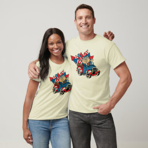 Camiseta 4o de desenhos animados de julho
