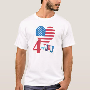 Camiseta 4o de fogos-de-artifício americanos da bandeira do