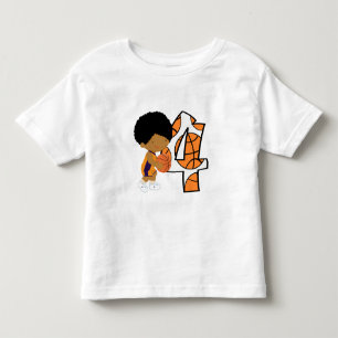Camiseta 4o Jogador roxo e alaranjado do aniversário de