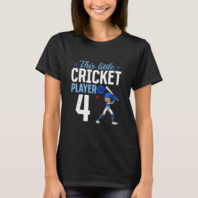 Camiseta 4th Birthday Cricket Player  (Frente)