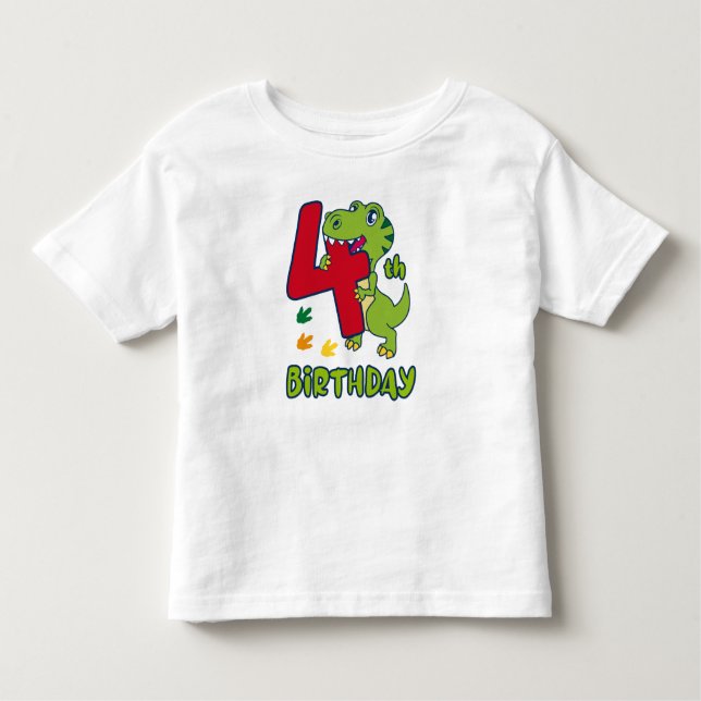 Camiseta 4th birthday dinosaur  (Frente)
