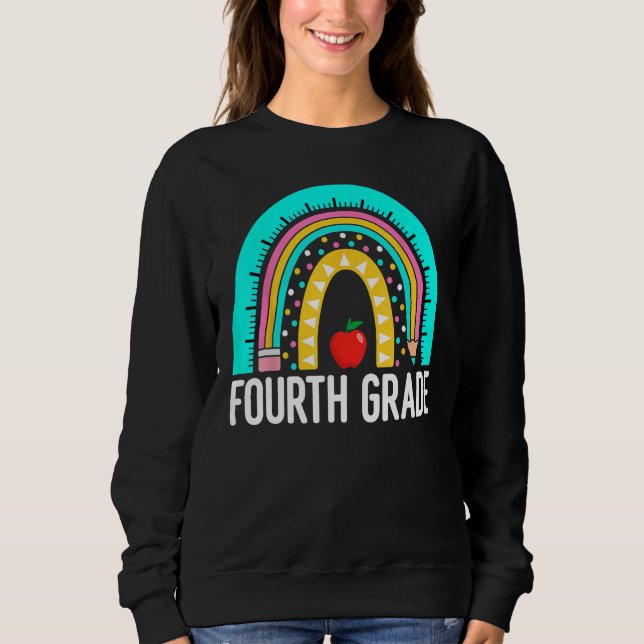Camiseta 4th Fourth Grade Cute Rainbow Back To School Teach (Frente)