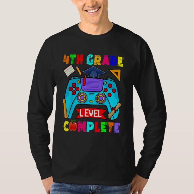 Camiseta 4th Grade Level Complete Cute Gamer Graduate Game  (Frente)