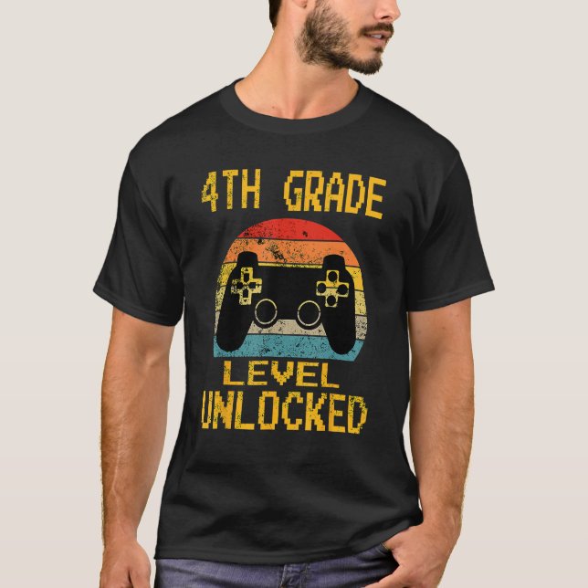 Camiseta 4th Grade Level Unlocked Video Gamer Back To Schoo (Frente)