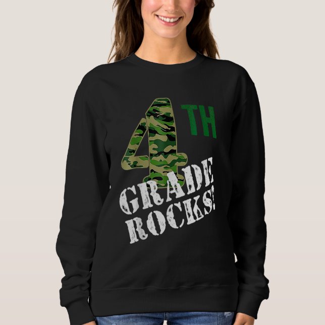 Camiseta 4th Grade Rocks Camo Fourth Grader Back To School  (Frente)