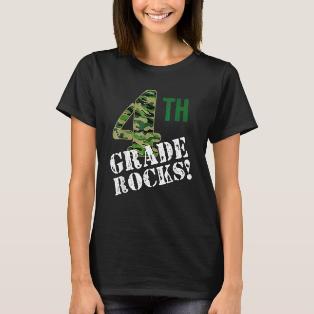 Camiseta 4th Grade Rocks Camo Fourth Grader Back To School  (Frente)