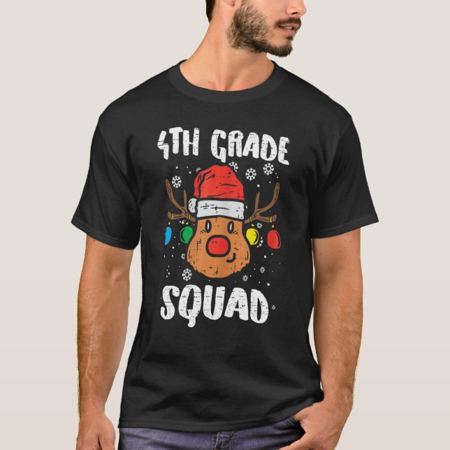 Camiseta 4th Grade Squad Reindeer   Teacher Christmas   (Frente)