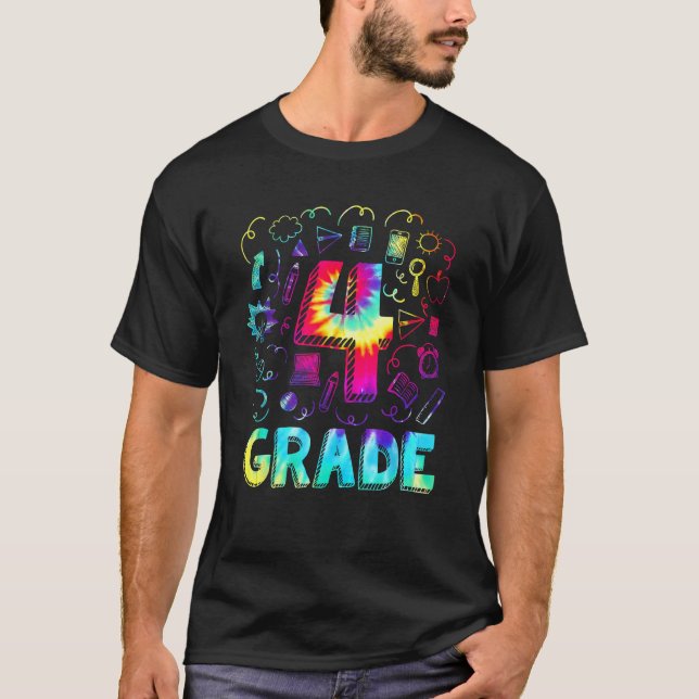 Camiseta 4th Grade Tie Dye Back To School Student Teacher B (Frente)