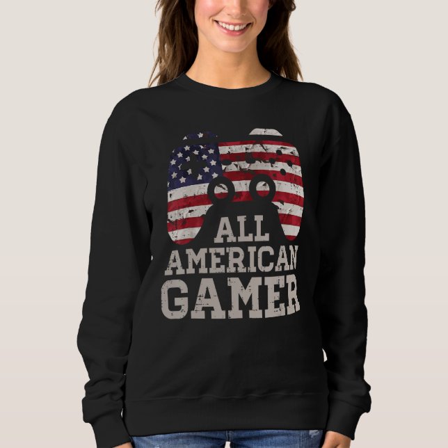 Camiseta 4th July All American Gamer Patriot Men Boys Kids  (Frente)