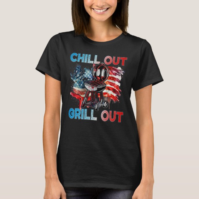 Camiseta 4th July American Independence Day Chill out Grill (Frente)