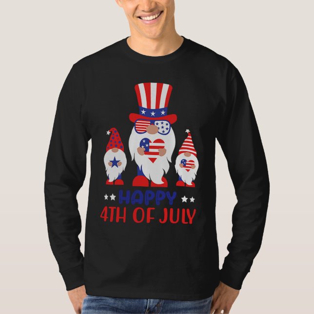 Camiseta 4th July Gnome Happy 4th July US flag (Frente)
