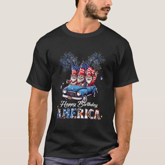 Camiseta 4Th Of July 2023 Usa Patriotic Gnomes Happy Americ (Frente)