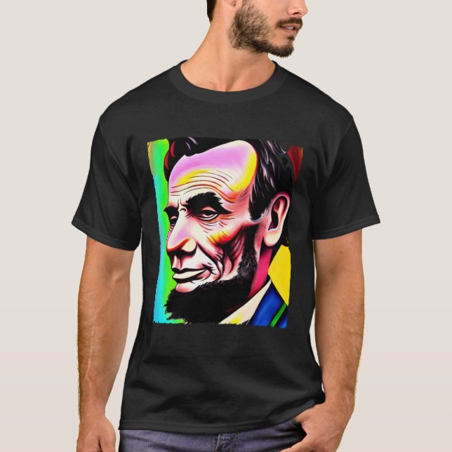 Camiseta 4th of July Abraham Lincoln Art Painting (Frente)