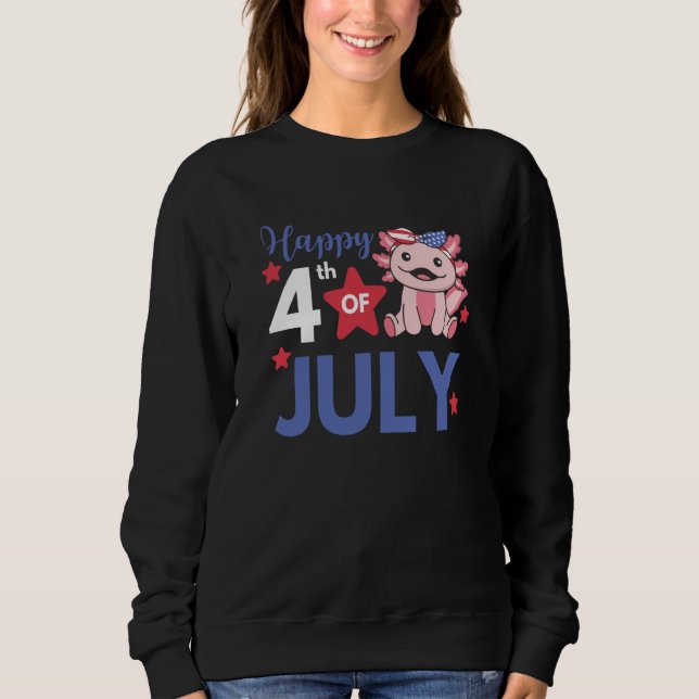 Camiseta 4th Of July American Axolotl For Kids Cute Usa Axo (Frente)