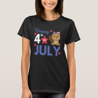 Camiseta 4th Of July American Beaver For Kids Cute Usa Beav