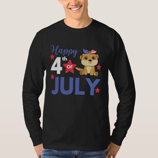 Camiseta 4th Of July American Meerkat For Kids Cute Usa Mee (Frente)