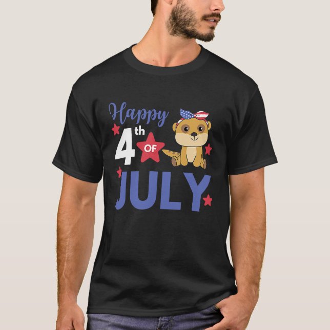 Camiseta 4th Of July American Meerkat For Kids Cute Usa Mee (Frente)