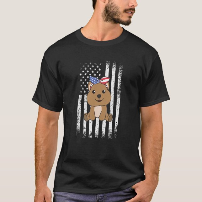 Camiseta 4th Of July American Quokka For Kids Cute Usa Quok (Frente)