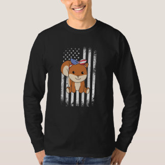 Camiseta 4th Of July American Squirrel For Kids Cute Usa Sq