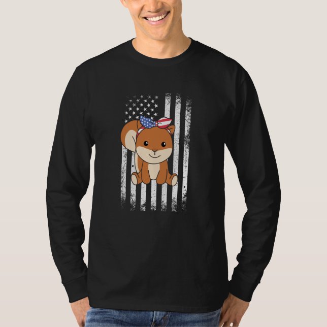 Camiseta 4th Of July American Squirrel For Kids Cute Usa Sq (Frente)