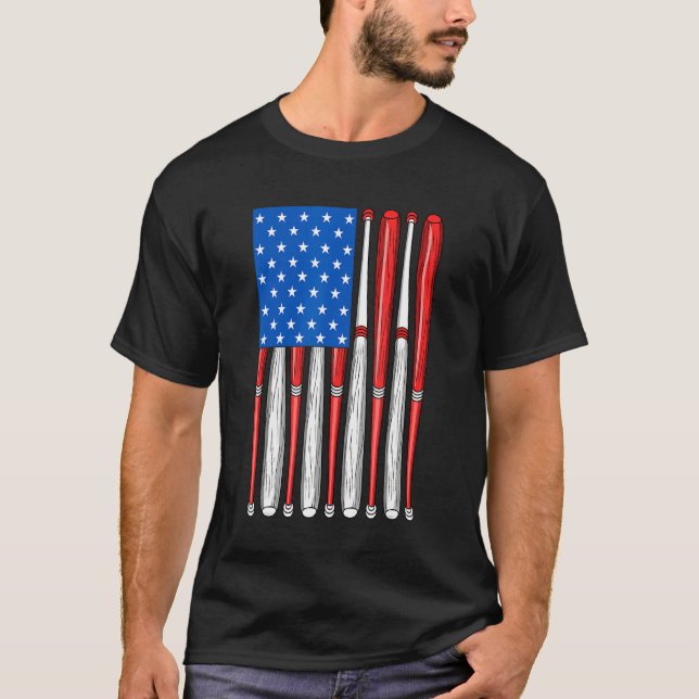 Camiseta 4th Of July Baseball Softball Flag American Flag (Frente)