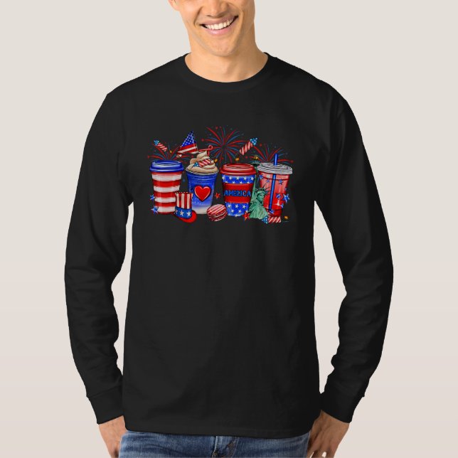 Camiseta 4th Of July Coffee Cups Patriotic Independence Cof (Frente)