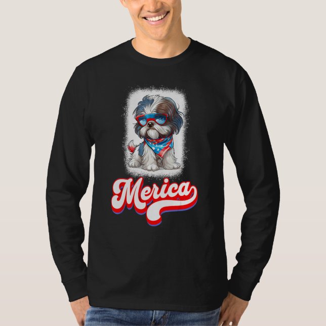 Camiseta 4th Of July Cute Shih Tzu Puppy Dog (Frente)