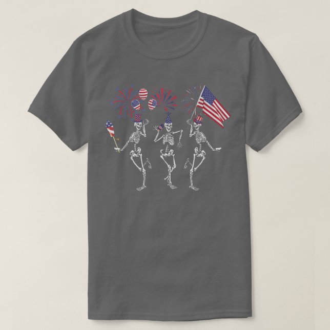 Camiseta 4th Of July Dancing Skeletons July Fourth Funny Fi (Frente do Design)