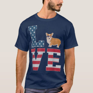 Camiseta 4th of July Decor Patriotic LOVE Welsh Corgi Ameri