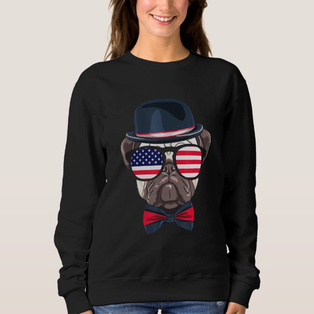 Camiseta 4th Of July Dog American Flag Patriotic English Bu (Frente)