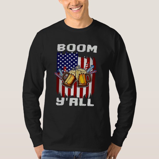 Camiseta 4th Of July Fireworks Party Boom Ya ll US Flag Pat (Frente)