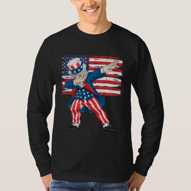 Camiseta 4th Of July  For Kids  Dabbing Uncle Sam Boys Men (Frente)