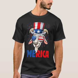 Camiseta 4th of July  Goat Men Women USA Flag Goat