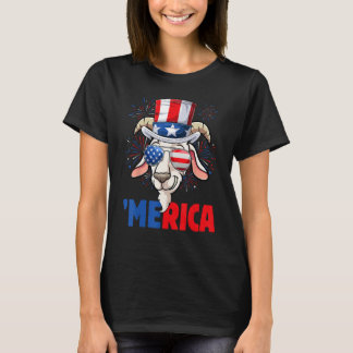 Camiseta 4th of July  Goat Men Women USA Flag Goat