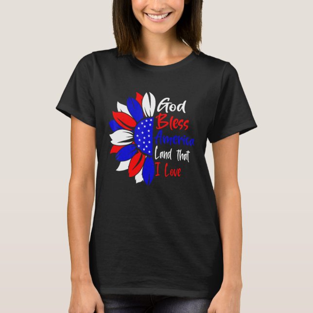 Camiseta 4th Of July God Bless America Land That I Love Sun (Frente)