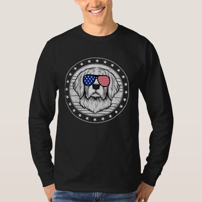 Camiseta 4th Of July Golden Retriever Dog  USA Flag Indepen (Frente)