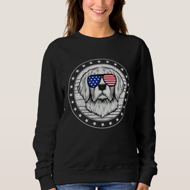 Camiseta 4th Of July Golden Retriever Dog  USA Flag Indepen (Frente)